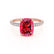 COCO - Elongated Cushion Cut Ruby 18k Rose Gold Petite Hidden Halo Triple Pavé Engagement Ring Lily Arkwright