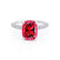 COCO - Elongated Cushion Cut Ruby 18k White Gold Petite Hidden Halo Triple Pavé Engagement Ring Lily Arkwright