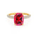 COCO - Elongated Cushion Cut Ruby 18k Yellow Gold Petite Hidden Halo Triple Pavé Engagement Ring Lily Arkwright