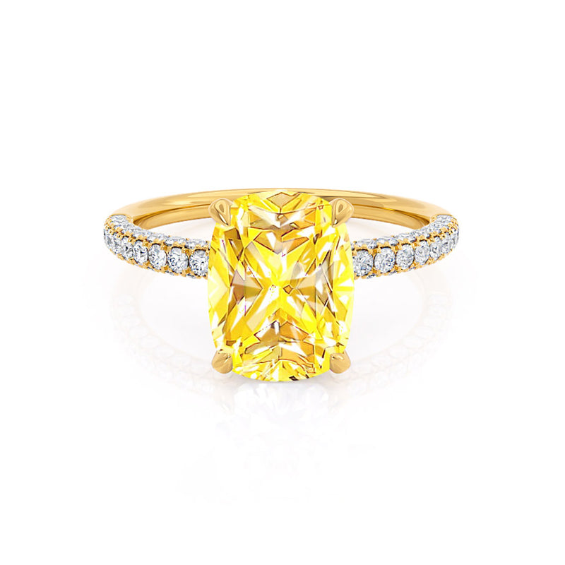 Canary Yellow Sapphire Engagement , Anniversary Ring with Diamonds in 18K  White Gold. | Serge