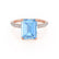 COCO - Emerald Aqua Spinel & Diamond 18k Rose Gold Petite Hidden Halo Triple Pavé Ring Engagement Ring Lily Arkwright