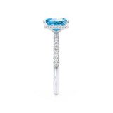 COCO - Emerald Aqua Spinel & Diamond 950 Platinum Petite Hidden Halo Triple Pavé Ring Engagement Ring Lily Arkwright