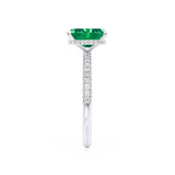 COCO - Emerald & Diamond 18k White Gold Petite Hidden Halo Triple Pavé Ring Engagement Ring Lily Arkwright