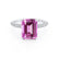 COCO - Emerald Pink Sapphire & Diamond 18k White Gold Petite Hidden Halo Triple Pavé Ring Engagement Ring Lily Arkwright