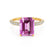 COCO - Emerald Pink Sapphire & Diamond 18k Yellow Gold Petite Hidden Halo Triple Pavé Ring Engagement Ring Lily Arkwright