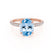 COCO - Oval Aqua Spinel & Diamond 18k Rose Gold Petite Hidden Halo Triple Pavé Shoulder Set Ring Engagement Ring Lily Arkwright