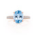 COCO - Oval Aqua Spinel & Diamond 18k Rose Gold Petite Hidden Halo Triple Pavé Shoulder Set Ring Engagement Ring Lily Arkwright