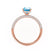 COCO - Oval Aqua Spinel & Diamond 18k Rose Gold Petite Hidden Halo Triple Pavé Shoulder Set Ring Engagement Ring Lily Arkwright