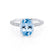 COCO - Oval Aqua Spinel & Diamond 18k White Gold Petite Hidden Halo Triple Pavé Shoulder Set Ring Engagement Ring Lily Arkwright