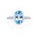 COCO - Oval Aqua Spinel & Diamond 18k White Gold Petite Hidden Halo Triple Pavé Shoulder Set Ring Engagement Ring Lily Arkwright