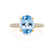 COCO - Oval Aqua Spinel & Diamond 18k Yellow Gold Petite Hidden Halo Triple Pavé Shoulder Set Ring Engagement Ring Lily Arkwright