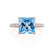 COCO - Princess Aqua Spinel & Diamond 18k Rose Gold Hidden Halo Triple Pavé Shoulder Set Engagement Ring Lily Arkwright