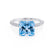 COCO - Princess Aqua Spinel & Diamond 950 Platinum Hidden Halo Triple Pavé Shoulder Set Engagement Ring Lily Arkwright