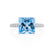 COCO - Princess Aqua Spinel & Diamond 950 Platinum Hidden Halo Triple Pavé Shoulder Set Engagement Ring Lily Arkwright