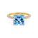 COCO - Princess Aqua Spinel & Diamond 18k Yellow Gold Hidden Halo Triple Pavé Shoulder Set Engagement Ring Lily Arkwright