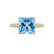 COCO - Princess Aqua Spinel & Diamond 18k Yellow Gold Hidden Halo Triple Pavé Shoulder Set Engagement Ring Lily Arkwright