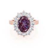 - Chatham® Alexandrite & Lab Diamond 18k Rose Gold Engagement Ring Lily Arkwright