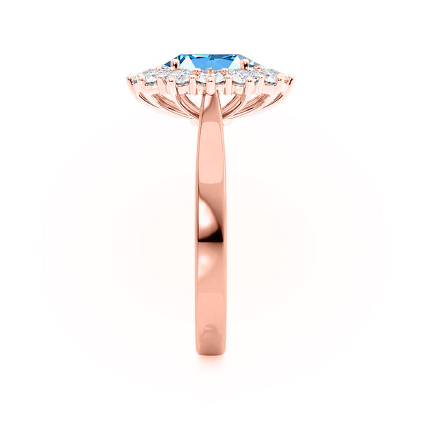 - Chatham® Aqua Spinel & Lab Diamond 18k Rose Gold Engagement Ring Lily Arkwright