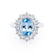 DIANA - Chatham® Aqua Spinel & Lab Diamond 950 Platinum Halo Engagement Ring Lily Arkwright