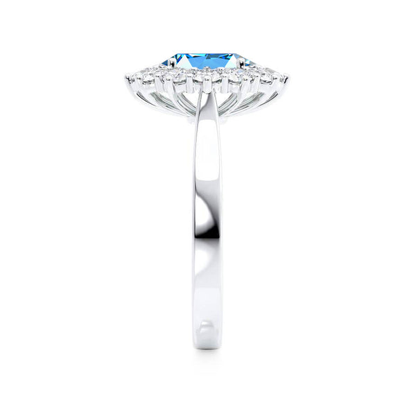 - Chatham® Aqua Spinel & Lab Diamond 950 Platinum Halo Engagement Ring Lily Arkwright