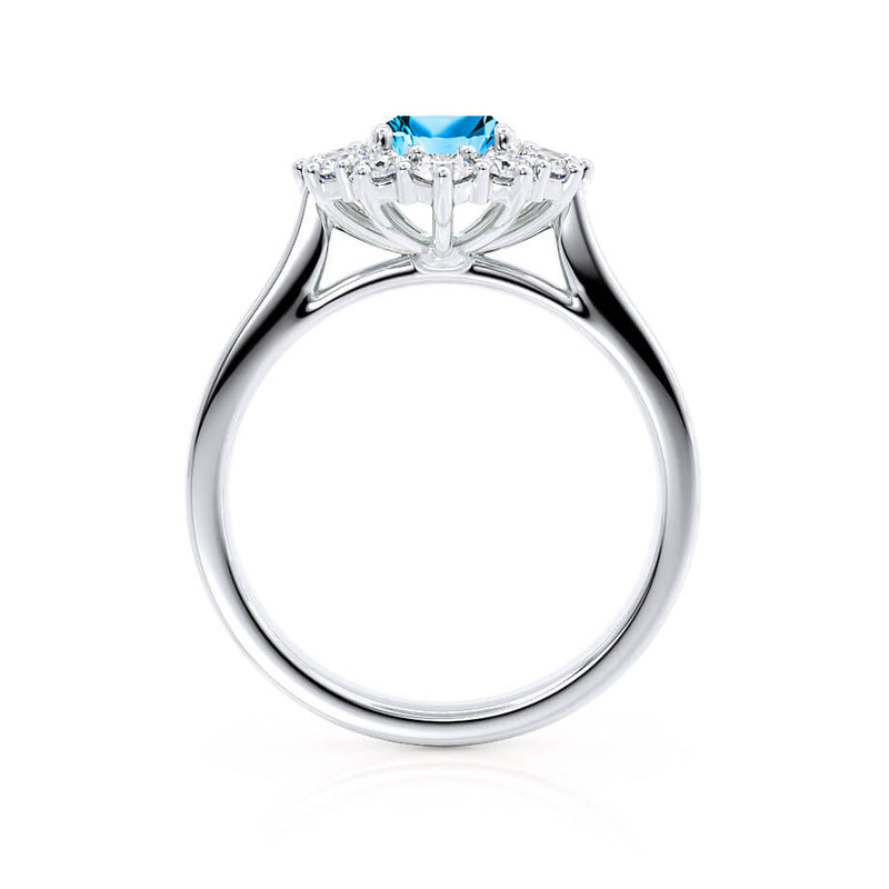 - Chatham® Aqua Spinel & Lab Diamond 950 Platinum Halo Engagement Ring Lily Arkwright