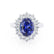 DIANA - Chatham® Blue Sapphire & Lab Diamond 18k White Gold Halo Engagement Ring Lily Arkwright