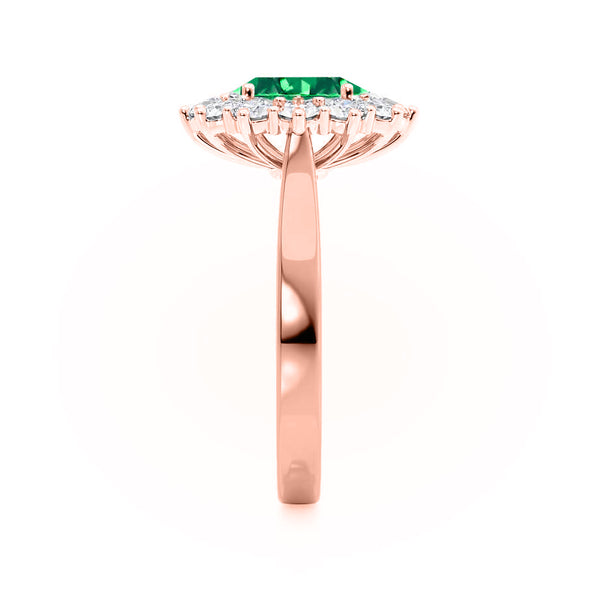 - Chatham® Emerald & Lab Diamond 18k Rose Gold Engagement Ring Lily Arkwright