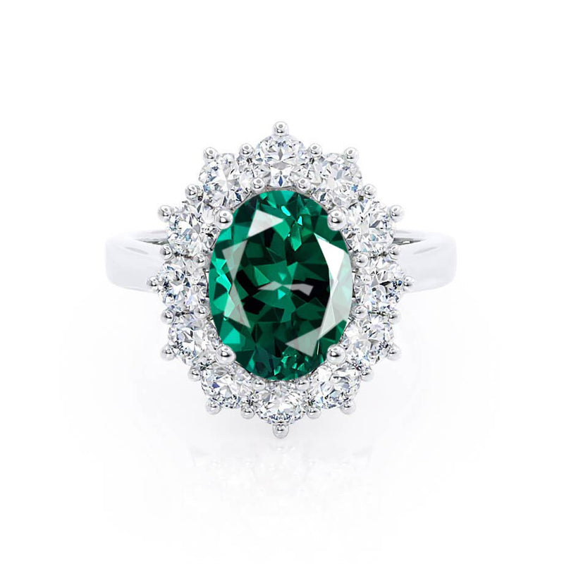 - Chatham® Emerald & Lab Diamond 950 Platinum Halo Engagement Ring Lily Arkwright
