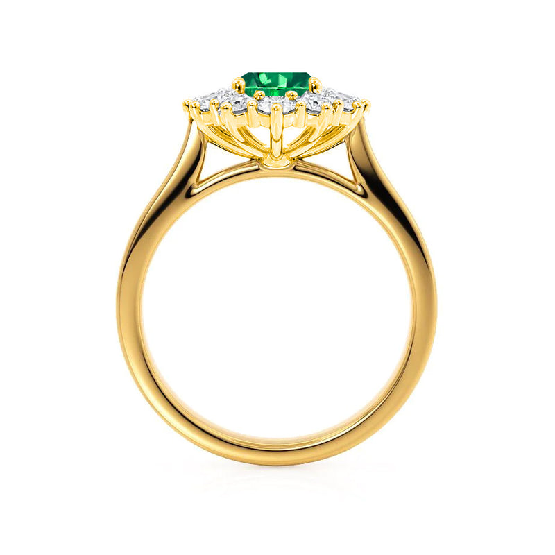 - Chatham® Emerald & Lab Diamond 18k Yellow Gold Engagement Ring Lily Arkwright