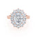 DIANA - Iconic Oval Moissanite & Lab Diamond 18k Rose Gold Engagement Ring Lily Arkwright