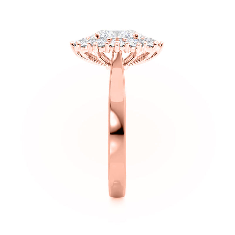 DIANA - Iconic Oval Moissanite & Lab Diamond 18k Rose Gold Engagement Ring Lily Arkwright