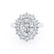 DIANA - Iconic Oval Moissanite & Lab Diamond 18k White Gold Halo Engagement Ring Lily Arkwright