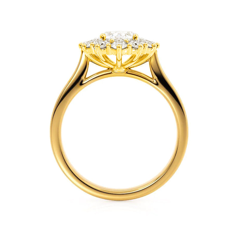 DIANA - Iconic Oval Moissanite & Lab Diamond 18k Yellow Gold Engagement Ring Lily Arkwright