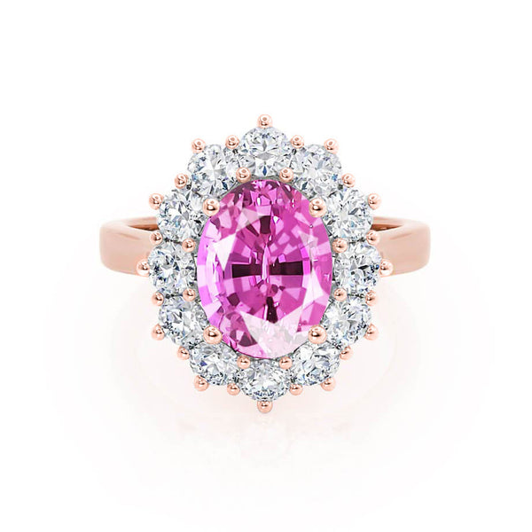 - Chatham® Pink Sapphire & Lab Diamond 18k Rose Gold Engagement Ring Lily Arkwright