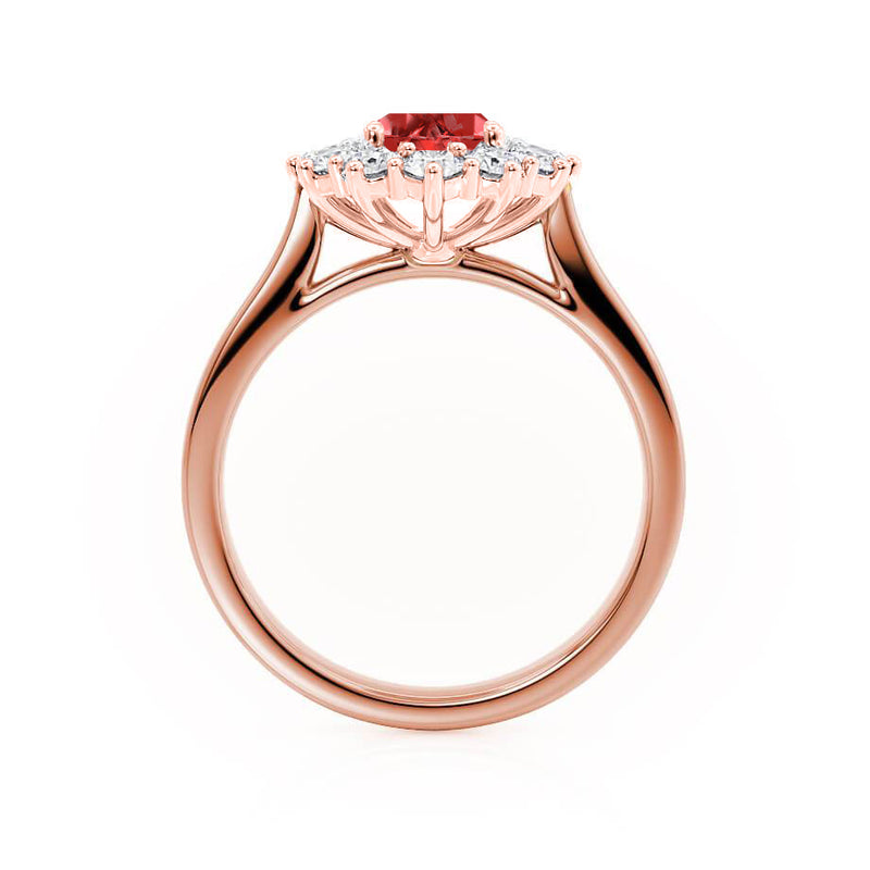 - Chatham® Ruby & Lab Diamond 18k Rose Gold Engagement Ring Lily Arkwright