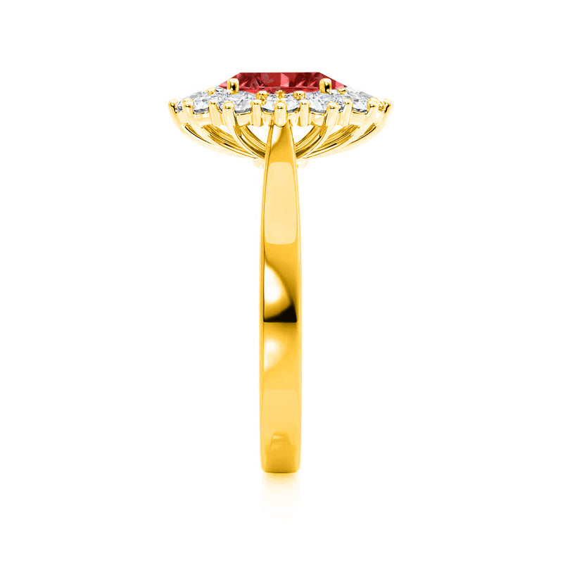 - Chatham® Ruby & Lab Diamond 18k Yellow Gold Engagement Ring Lily Arkwright