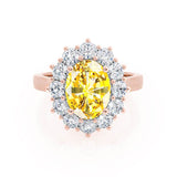 Chatham® Yellow Sapphire & Lab Diamond 18k Rose Gold Engagement Ring Lily Arkwright