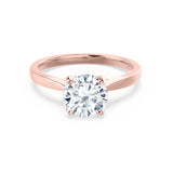 ELENA - Round Natural Diamond Solitaire 18k Rose Gold Cathedral Ring Engagement Ring Lily Arkwright