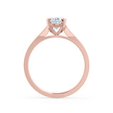 ELENA - Round Moissanite Solitaire 18k Rose Gold Cathedral Ring Engagement Ring Lily Arkwright