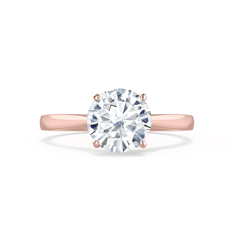 ELENA - Round Natural Diamond Solitaire 18k Rose Gold Cathedral Ring Engagement Ring Lily Arkwright