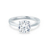 ELENA - Round Natural Diamond Solitaire 18k White Gold Cathedral Ring Engagement Ring Lily Arkwright