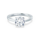 ELENA - Round Moissanite Solitaire 18k White Gold Cathedral Ring Engagement Ring Lily Arkwright