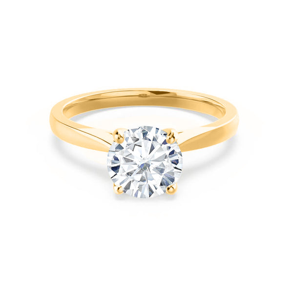 ELENA - Round Lab Diamond Solitaire 18k Yellow Gold Cathedral Ring Engagement Ring Lily Arkwright