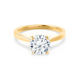 ELENA - Round Natural Diamond Solitaire 18k Yellow Gold Cathedral Ring Engagement Ring Lily Arkwright