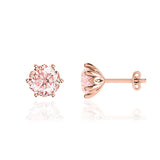 ELOISE - Round Champagne Sapphire 18k Rose Gold Lotus Leaf Stud Earrings Earrings Lily Arkwright