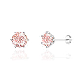 ELOISE - Round Champagne Sapphire 18k White Gold Lotus Leaf Stud Earrings Earrings Lily Arkwright