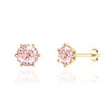 ELOISE - Round Champagne Sapphire 18k Yellow Gold Lotus Leaf Stud Earrings Earrings Lily Arkwright