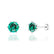 ELOISE - Round Emerald Platinum Lotus Leaf Stud Earrings Earrings Lily Arkwright