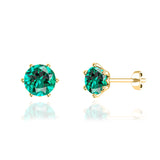 ELOISE - Round Emerald 18k Yellow Gold Lotus Leaf Stud Earrings Earrings Lily Arkwright