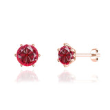 ELOISE - Round Ruby 18k Rose Gold Lotus Leaf Stud Earrings Earrings Lily Arkwright